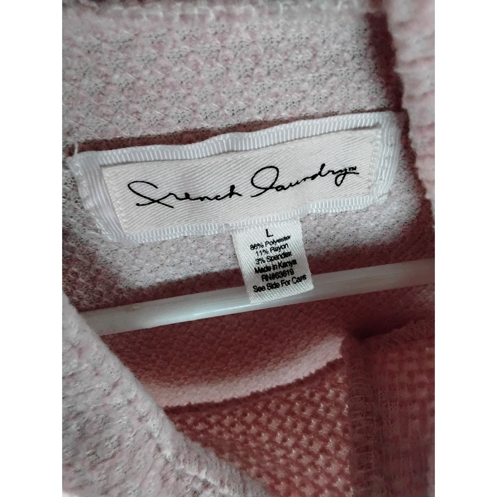 French Laundry Womens Pink Textured Knit Asymmetrical Button Mock Neck Top L - Picture 2 of 3